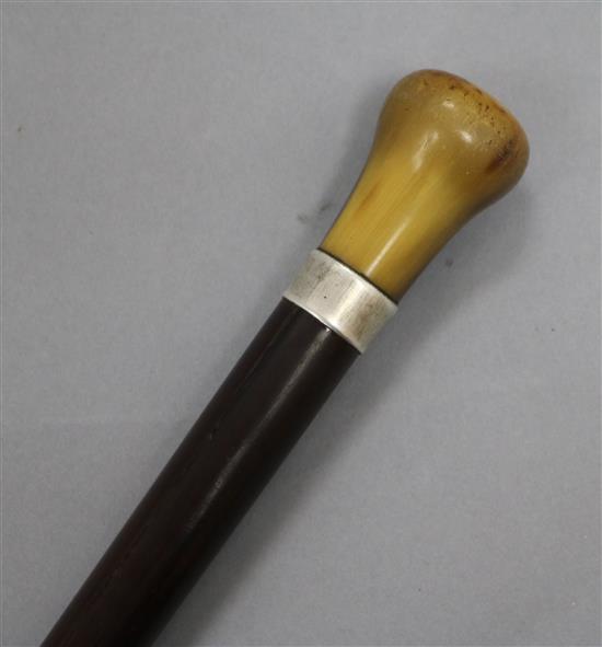 A rhino horn handled cane length 90.5cm